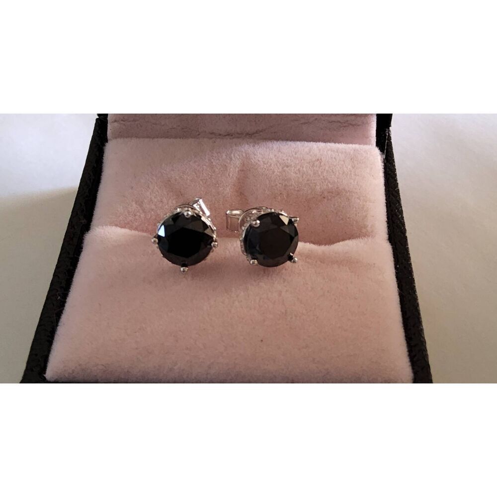 CERTIFIED Genuine Blue & White Moissanite 2Ct Round Stud Earrings-18K/925SS